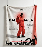 Balenciaga Red Outdoor Flannel Sofa Throw Blanket for Wall Hanging BA077